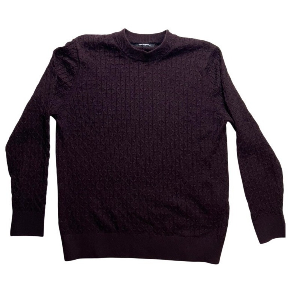 Karl Lagerfeld Mens Burgundy Knit Sweater Pullover Crew Neck Long Sleeve Size‎ L